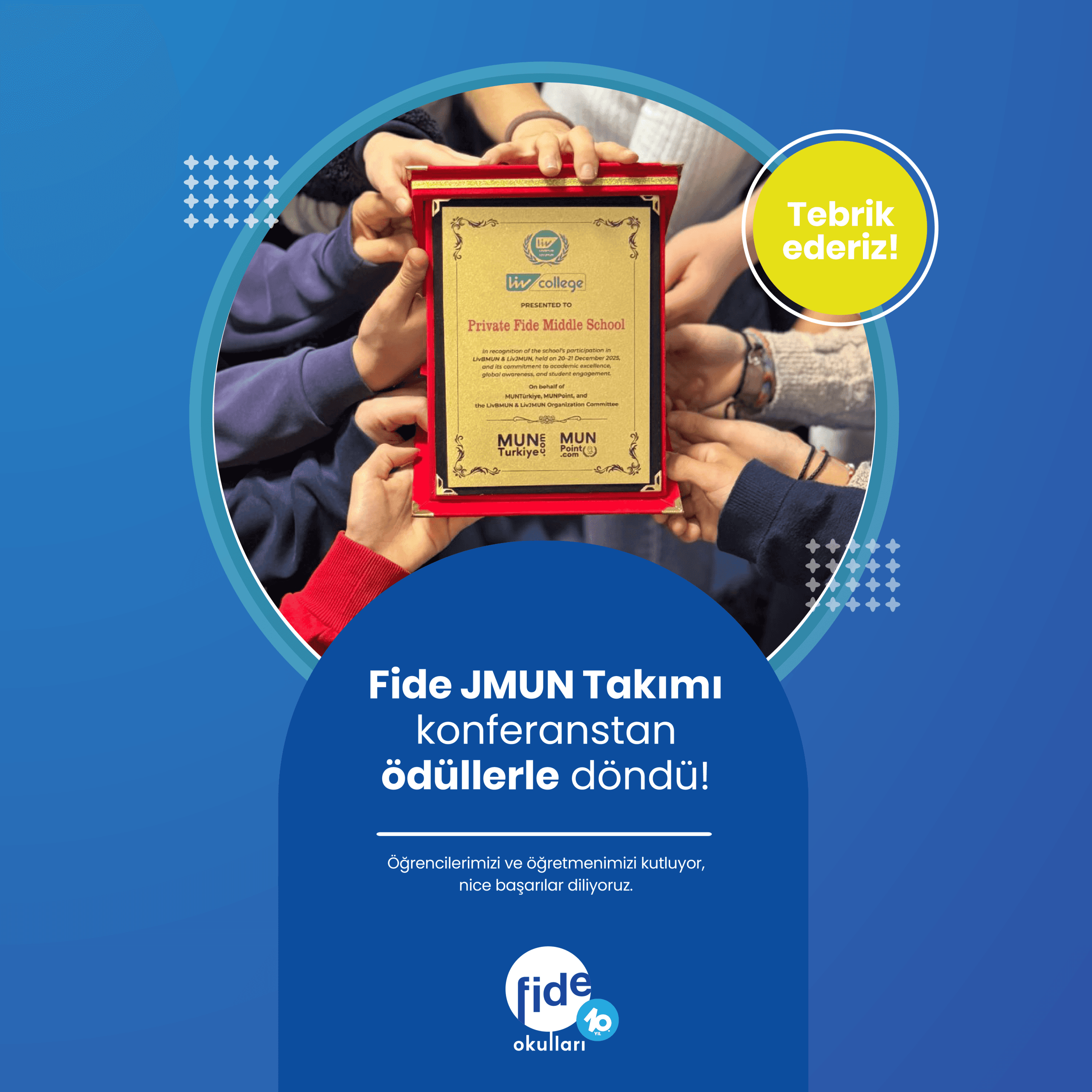 Fide JMUN Takımı konferanstan ödüllerle döndü